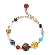 Load image into Gallery viewer, Fesciory Women Solar System Bracelet Universe Galaxy The Eight Planets Guardian Star Natural Stone Beads Bracelet Bangle for Men(Gold(Adjustable))
