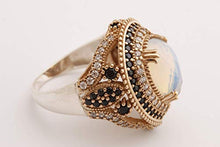 Load image into Gallery viewer, Turkish Handmade Jewelry Drop Shape Pear Cut Moonstone and Round Cut Black Onyx Topaz 925 Sterling Silver Ring Size Option
