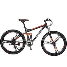 Load image into Gallery viewer, Full Suspension Mountain Bike 21 Speed Bicycle 27.5 inches Mens MTB Disc Brakes Orange (3 Spoke mag Wheels)
