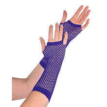 Load image into Gallery viewer, Amscan Fishnet Long Gloves, Party Accessory, Purple
