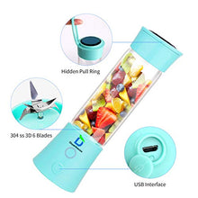 Load image into Gallery viewer, Diwenhouse Portable Blender , Personal Size Blender for Shakes and Smoothies Mini Juicer Cup 16 oz USB Rechargeable Battery Wireless Blue

