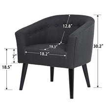 Load image into Gallery viewer, LSSBOUGHT Stylish Upholstered Button Tufted Fabric Living Room Accent Chair with Solid Wood Legs and Armrest, Charcoal
