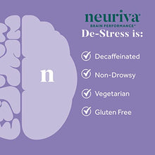 Load image into Gallery viewer, Nootropic Brain Support Supplement - NEURIVA De-Stress Capsules (30 Count in a Bottle), for Everyday Stress Reduction, Relaxation, Focus, Accuracy &amp; Concentration*, L-Theanine, SOD, Coffee Cherry
