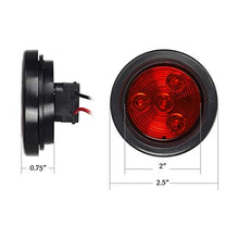 Load image into Gallery viewer, Partsam 2pcs Red Led Light Trailer 2" Round w/Plug &amp; Grommet Kits Marker 4 LED, Flush Mount Red 2 Inch Round Led Trailer Lights, Sealed 2 Inch Round Led Marker Lights Red RV Trucks

