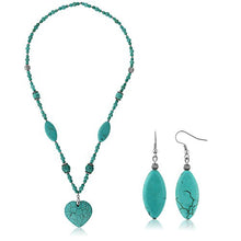 Load image into Gallery viewer, Gem Stone King 24inches Simulated Turquoise Howlite Necklace with Heart Shape Pendant &amp; Earring Set
