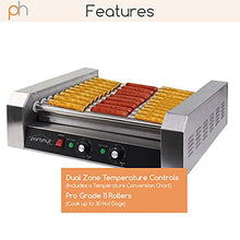 Load image into Gallery viewer, PartyHut 30 Hot Dog Roller Warmer Grill Cooker Machine, Commercial Grade, (11 Non-Stick Rollers, 30 Hot Dog Sausage Grill Cooker, and Removable Stainless Steel Drip Tray)
