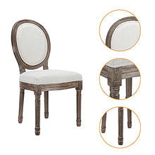 Load image into Gallery viewer, CangLong Farmhouse Dining Room Accent Chairs, French Distressed Bedroom Chairs with Round Back, Elegant Kitchen Chairs Side Chair, Set of 2, Fabric Back in Beige
