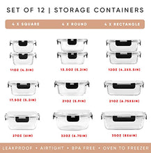 Load image into Gallery viewer, JoyFul by JoyJolt 24pc Borosilicate Glass Storage Containers with Lids. 12 Airtight, Freezer Safe Food Storage Containers, Pantry Kitchen Storage Containers, Glass Meal Prep Container for Lunch
