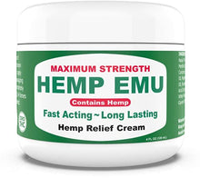 Load image into Gallery viewer, Hemp Emu Cream - Made In USA - Natural Hemp Cream Soothes Discomfort in Joints, Muscles, Back, Knees - Premium Hemp Oil Extract, Emu Oil, Menthol, Eucalyptus &amp; Natural Oils - 4oz
