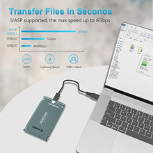 Load image into Gallery viewer, WAVLINK 2.5" Hard Drive Enclosure, USB C 3.1 Gen 2 to SATA External Hard Disk Case Clear for 9.5/7mm HDD SSD w/UASP 6Gbps 4TB Tool Free for WD Seagate Toshiba Samsung Hitachi PS4 Xbox Router
