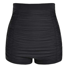 Load image into Gallery viewer, Mycoco Women's Super High Waist Swim Shorts Shirred Tummy Control Tankini Bottom Swimwear Brief Black 8
