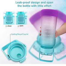 Load image into Gallery viewer, BOTTLE BOTTLE Half Gallon/64 oz Water Bottle with Straw Big Handle Protective Silicone Boot Sports Water Bottle with Time Marker Leak Proof Reusable Water Jug for Adult and Kids (blue purple)
