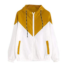 Load image into Gallery viewer, Women Athletic Jacket Water-Resistant Windbreaker Long Sleeve Zip Up Color Block Softshell Casual Coats with Pockets( Yellow, X-Large )
