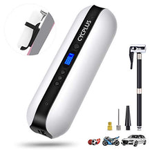 Load image into Gallery viewer, Portable Air Compressor Mini Inflator Electric Pump for Car Bike Tires Shock Rechargeable Li-Ion Battery 150PSI Power Bank Ergonomic and Sleek Design Digital LCD, LED Emergency Light A2 (white)
