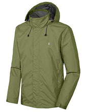 Load image into Gallery viewer, Little Donkey Andy Men's Waterproof Rain Jacket Outdoor Lightweight Rain Shell Coat for Hiking, Travel Olive Size XL
