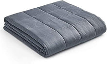 Load image into Gallery viewer, YnM Weighted Blanket — Heavy 100% Oeko-Tex Certified Cotton Material with Premium Glass Beads (Dark Grey, 48''x72'' 15lbs), Suit for One Person(~140lb) Use on Twin/Full Bed

