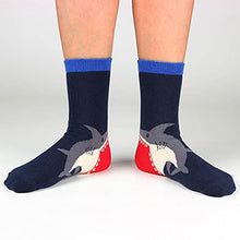 Load image into Gallery viewer, COTTON DAY Boys Fun Novelty Design Socks Bright Colors Pack of 5 (sharks L: Shoe Size 13.5-3.5)
