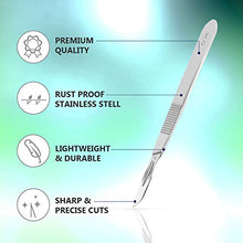 Load image into Gallery viewer, Pack of 15 Surgical Blades 10 and Stainless Steel Scalpel Handle, Size 10 Scalpel Blades with Handle, High Carbon Steel Dermablade Surgical 10 Blades with Stainless Steel Handle
