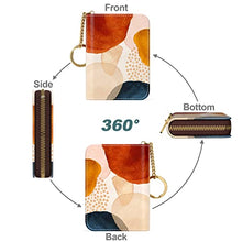 Load image into Gallery viewer, Nipichsha Credit Card Holder, Small RFID Card Wallet for Women, Slim Leather Card Holder Wallet, Credit Card Wallet Organizer, Pocket Business Card Case with Zipper &amp; Keychain (Simple Abstract Art)
