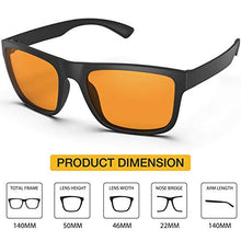 Load image into Gallery viewer, Quntis Blue Light Blocking Glasses, Blue Light Shield Computer Reading &amp; Gaming Glasses for Men Women Anti Glare UV Digital Eyestrain - Amber Tinted Lens, Black Square Frame
