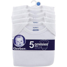 Load image into Gallery viewer, Gerber baby girls 5-pack Or 15 Multi Size Organic Short Sleeve Onesies Bodysuits infant and toddler bodysuits, White 5 Pack, 6-9 Months US
