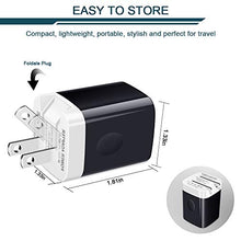 Load image into Gallery viewer, Travel USB Wall Charger, AILKIN 2.4A/2Pack Dual Foldable USB Plug, Dual Port Small Charger Cube USB Box Charger Base Power Outlet Block for Smart Cell Phone XR XS XS MAX Fast Charging Box-Black
