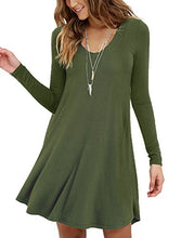 Load image into Gallery viewer, MOLERANI Women's Casual Swing Simple T-shirt Loose Dress, Large, long Sleeve Army Green
