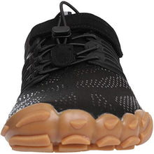 Load image into Gallery viewer, WHITIN Men's Trail Running Shoes Minimalist Barefoot 5 Five Fingers Wide Width Toe Box Gym Workout Fitness Low Zero Drop Male Walking Trainer Cross Training Black Gum Size 8
