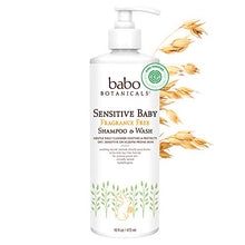 Load image into Gallery viewer, Babo Botanicals Sensitive Baby 2-in-1 Shampoo &amp; Wash With Natural Oat Protein, Shea and Cocoa Butter, Fragrance-Free, Vegan - 16 oz.
