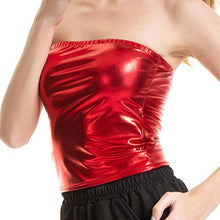 Load image into Gallery viewer, WoCoo Ladies' Nightclub Costumes Wrapped Chest And Patent Leather Solid Color Tube Tops Bottoming Shirt Performance Clothe(Red,L)
