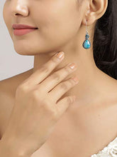 Load image into Gallery viewer, YoTreasure Larimar &amp; Blue Topaz Solid Sterling Silver Designer Earrings
