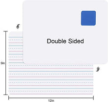 Load image into Gallery viewer, CSLU 2 Pack Dry Erase Lapboard with 2 Erasers, Double Sided Mini Lapboards Portable Learning Board White/Ruled Writeboards, 9”X12”
