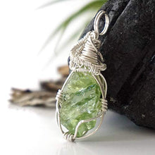 Load image into Gallery viewer, Raw Peridot Crystal Reversible Necklace - Sterling Silver Hypoallergenic - 18 inch Chain - Green Gemstone Pendant - August Leo Birthstone Jewelry For Women, Men Gift
