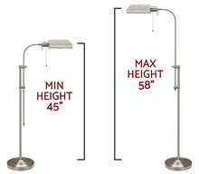 Load image into Gallery viewer, Kira Home Prescott 58" Modern Adjustable Standing Pharmacy Floor Lamp | Brushed Nickel Finish, Includes 6W LED Bulb (60W eq.) Energy Efficient, Eco-Friendly, for Living Room Reading Bedroom Office
