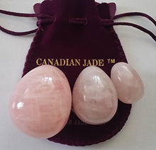 Load image into Gallery viewer, Yoni Eggs Set of 3 Rose Quartz Jade Eggs, Undrilled, Full Range 3 Sizes (L/M/S), for Training to Gain Better Bladder Control and Incontinence Treatment
