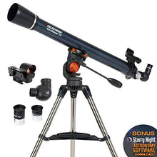 Load image into Gallery viewer, Celestron - AstroMaster 70AZ Telescope - Refractor Telescope - Fully Coated Glass Optics - Adjustable Height Tripod – BONUS Astronomy Software Package
