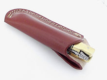 Load image into Gallery viewer, Damascus Knives Laguiole Style Pocket Knife Ram Horn &amp; Turquoise Handle With Leather Sheath Made in Ancient Persian Indus Valley
