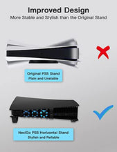 Load image into Gallery viewer, NexiGo PS5 Horizontal Stand with Cooling Fan, [Auto On/Off], [Minimalist Design], Compatible with Playstation 5 Disc &amp; Digital Editions, Built-in LED Light, Extra USB Port, Black

