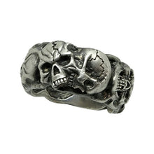 Load image into Gallery viewer, Silver 925 Custom Made Scull Band Masonic Memento mori Mens Biker Ring
