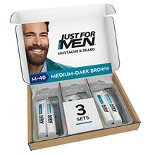 Load image into Gallery viewer, Just For Men Mustache &amp; Beard, Beard Coloring for Gray Hair, With Biotin Aloe and Coconut Oil for Healthy Facial Hair, Dark Brown, M-45 (Pack of 3, Ecomm Friendly Packaging)
