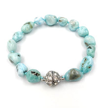 Load image into Gallery viewer, Natural Stone Larimar Bracelet Crystal Magnet Clasp 7.5" …
