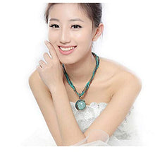 Load image into Gallery viewer, Harlorki Women's Retro Bohemian Style Turquoise Rhinestone Pendant Collar Chain Necklace
