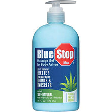 Load image into Gallery viewer, Blue Stop Max® Massage Gel for Body Aches, 16 oz - 3 in 1 Product Relieves Body Aches, Supports Joints and Nourishes the Skin
