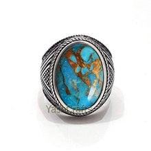 Load image into Gallery viewer, Blue Copper Turquoise Ring, 925 Sterling Silver Jewelry, December Birthstone Ring, Blue Copper Turquoise Men's Ring, Mens Turquoise Gemstone Ring, Ring For Him, Mens Ring, Birthday Gift, Gift Ring
