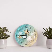 Load image into Gallery viewer, ATEDEANEI Silent Wall Clock 12 Inch Decor Battery Operated Beach Starfish Decorations for Kitchen Living Room Bathroom Office
