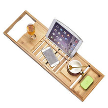 Load image into Gallery viewer, Luxury Bathtub Caddy Tray，Bamboo Bathtub Tray Caddy - Wood Bath Tray Expandable，Can be Placed Book and Integrated Tablet Smartphone and Wine Holder - Gift Idea for Loved Ones
