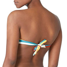Load image into Gallery viewer, Ocean Blues Women's Colorful Striped Halter Twist Bandeau Bikini Top Size Small
