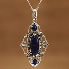 Load image into Gallery viewer, NOVICA Multi-Gem Lapis Lazuli .925 Sterling Silver Pendant Necklace, 18.0", Princess of Rajasthan'
