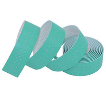 Load image into Gallery viewer, KINGOU Handlebar Tape Luxury PU Leather Bar Tape Fixed Gear/Road Bike Bar Wrap with 2 Reflective Plug (Mint Green)
