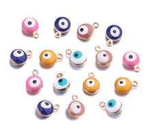 Load image into Gallery viewer, 80pcs Alloy Enamel Pendants Charms Evil Eye Beads Findings for Bracelet Earring Necklace Key Chain DIY Craft Making

